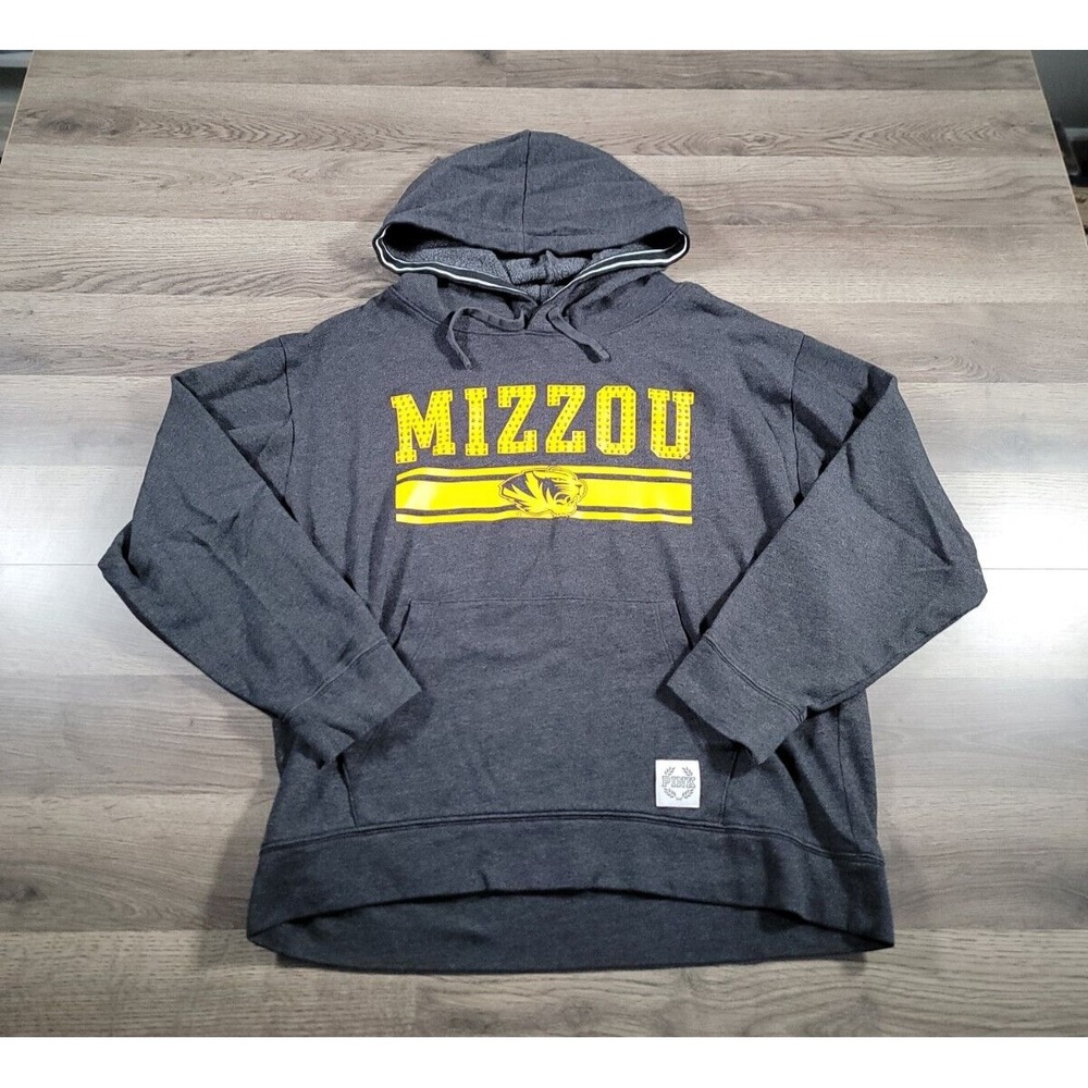 Victoria's Secret Hoodie Sweatshirt Medium Gray Mizzou Tigers Y2K Rhinestone VTG